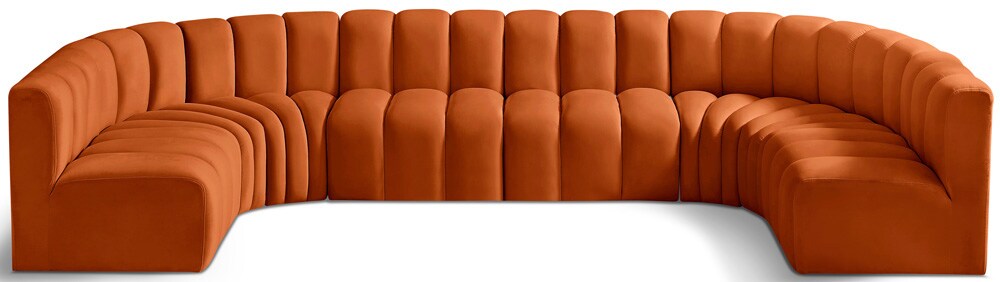 Meridian Furniture - Arc Cognac Velvet Modular Sofa - 8Pc - 103Cognac-S8A veiw 1