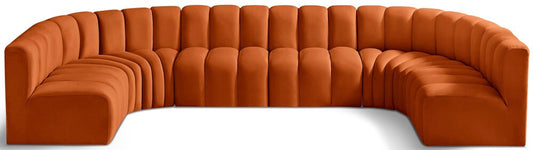Meridian Furniture - Arc Cognac Velvet Modular Sofa - 8Pc - 103Cognac-S8A veiw 1