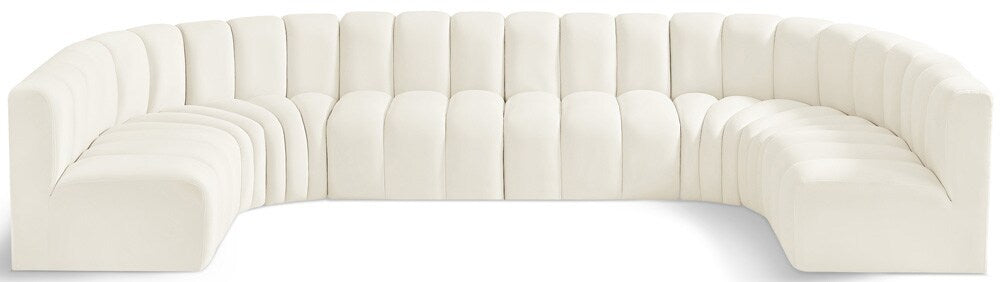 Meridian Furniture - Arc Cream Velvet Modular Sofa - 8Pc - 103Cream-S8A veiw 1