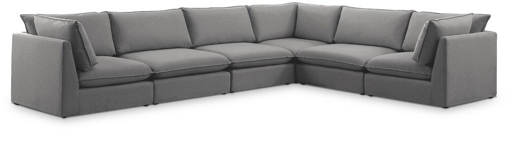 Meridian Furniture - Mackenzie Grey Durable Linen Textured Modular Sectional - 6Pc - 688Grey-Sec6A veiw 1