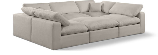 Meridian Furniture - Comfy Beige Linen Textured Fabric Modular Sectional - 6Pc - 187Beige-Sec6C veiw 1