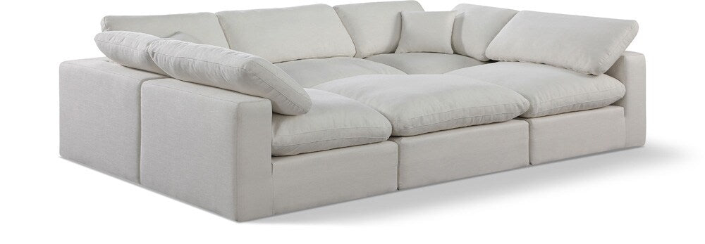 Meridian Furniture - Comfy Cream Linen Textured Fabric Modular Sectional - 6Pc - 187Cream-Sec6C veiw 1