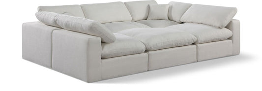 Meridian Furniture - Comfy Cream Linen Textured Fabric Modular Sectional - 6Pc - 187Cream-Sec6C veiw 1