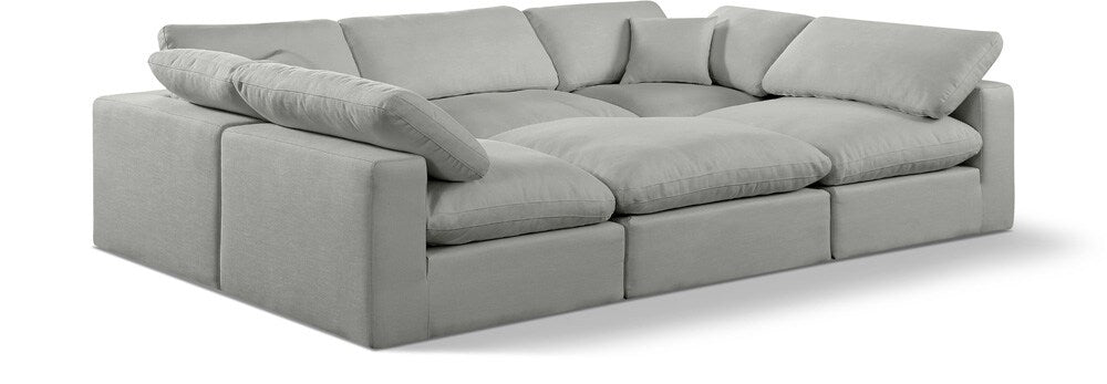 Meridian Furniture - Comfy Grey Linen Textured Fabric Modular Sectional - 6Pc - 187Grey-Sec6C veiw 1
