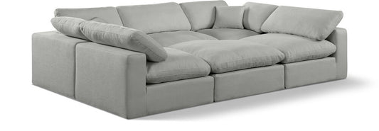 Meridian Furniture - Comfy Grey Linen Textured Fabric Modular Sectional - 6Pc - 187Grey-Sec6C veiw 1