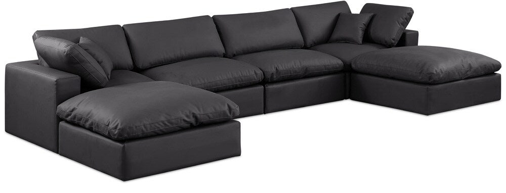 Meridian Furniture - Comfy Black Vegan Leather Modular Sectional - 6Pc - 188Black-Sec6B veiw 1