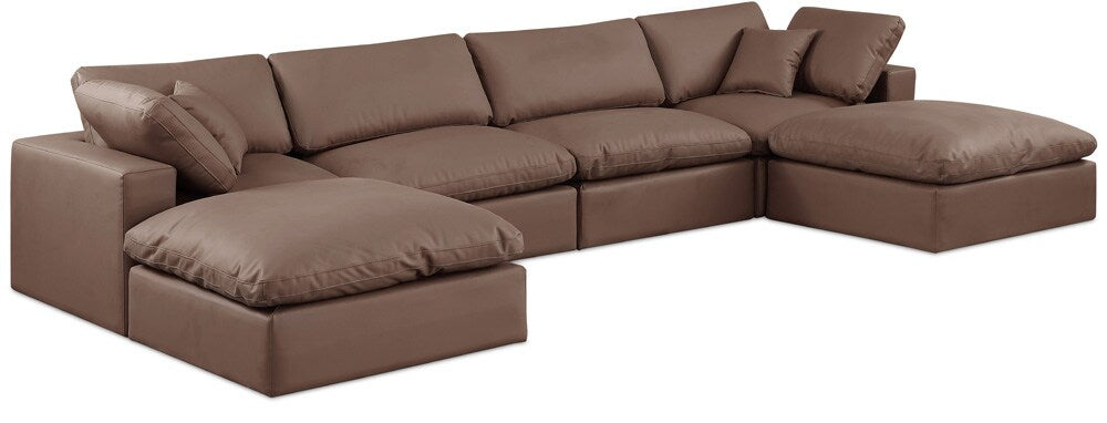 Meridian Furniture - Comfy Brown Vegan Leather Modular Sectional - 6Pc - 188Brown-Sec6B veiw 1