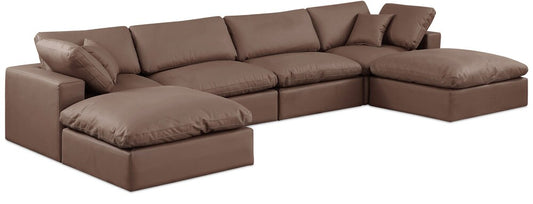 Meridian Furniture - Comfy Brown Vegan Leather Modular Sectional - 6Pc - 188Brown-Sec6B veiw 1