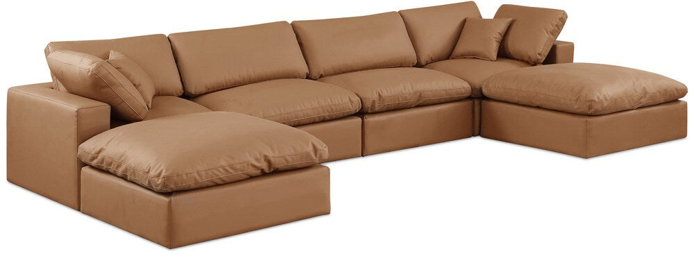 Meridian Furniture - Comfy Cognac Vegan Leather Modular Sectional - 6Pc - 188Cognac-Sec6B veiw 1