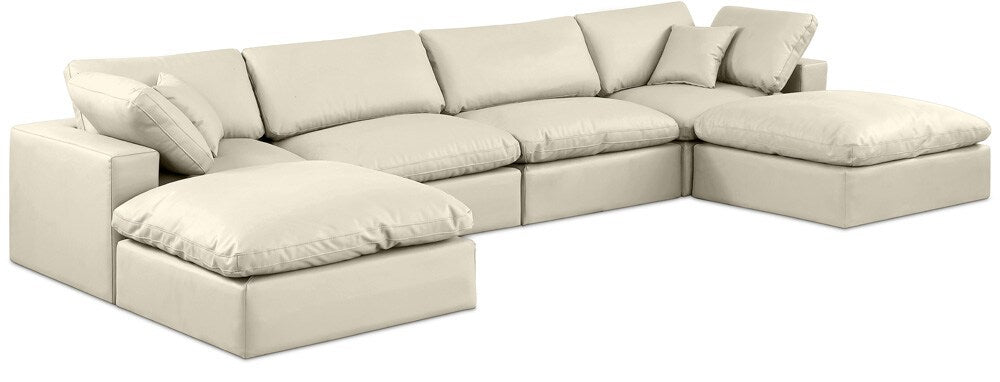 Meridian Furniture - Comfy Cream Vegan Leather Modular Sectional - 6Pc - 188Cream-Sec6B veiw 1