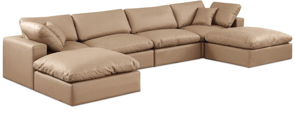 Meridian Furniture - Comfy Tan Vegan Leather Modular Sectional - 6Pc - 188Tan-Sec6B veiw 1