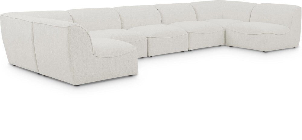 Meridian Furniture - Miramar Cream Durable Linen Textured Modular Sectional - 7Pc - 683Cream-Sec7B veiw 1