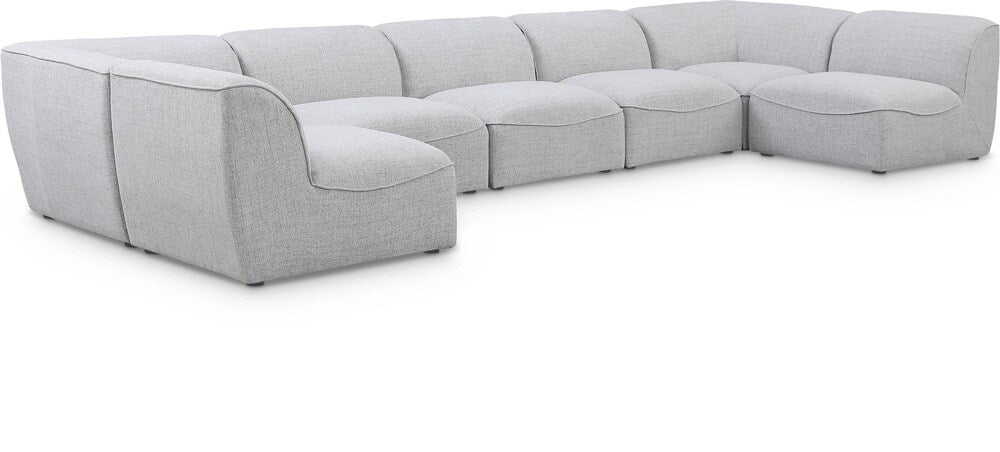 Meridian Furniture - Miramar Grey Durable Linen Textured Modular Sectional - 7Pc - 683Grey-Sec7B veiw 1
