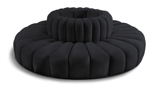 Meridian Furniture - Arc Black Velvet Modular Sofa - 8Pc - 103Black-S8D veiw 1