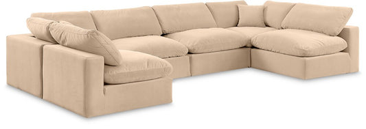 Meridian Furniture - Comfy Beige Velvet Modular Sectional - 6Pc - 189Beige-Sec6D veiw 1