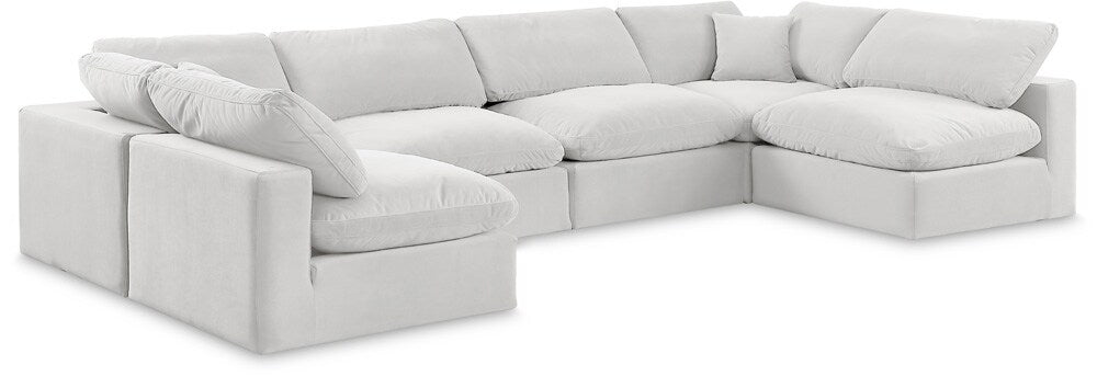 Meridian Furniture - Comfy Cream Velvet Modular Sectional - 6Pc - 189Cream-Sec6D veiw 1