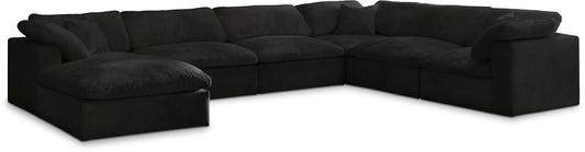 Meridian Furniture - Cozy Black Velvet Comfort Modular Sectional - 7Pc - 634Black-Sec7A veiw 1