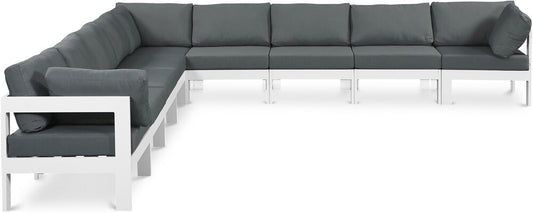 Meridian Furniture - Nizuc Grey Water Resistant Fabric Outdoor Patio Modular Sectional - 9Pc - 375Grey-Sec9B veiw 1