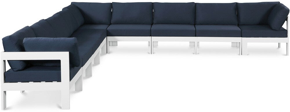 Meridian Furniture - Nizuc Navy Water Resistant Fabric Outdoor Patio Modular Sectional - 9Pc - 375Navy-Sec9B veiw 1