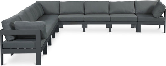 Meridian Furniture - Nizuc Grey Water Resistant Fabric Outdoor Patio Modular Sectional - 9Pc - 376Grey-Sec9B veiw 1