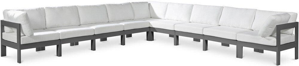 Meridian Furniture - Nizuc White Water Resistant Fabric Outdoor Patio Modular Sectional - 9Pc - 376White-Sec9B veiw 1