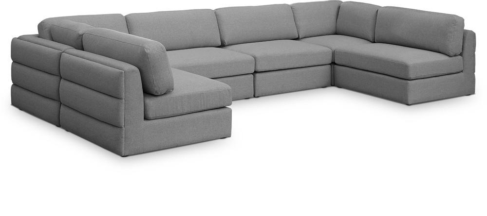 Meridian Furniture - Beckham Grey Durable Linen Textured Fabric Modular Sectional - 6Pc - 681Grey-Sec6B veiw 1