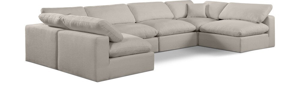 Meridian Furniture - Comfy Beige Linen Textured Fabric Modular Sectional - 6Pc - 187Beige-Sec6D veiw 1