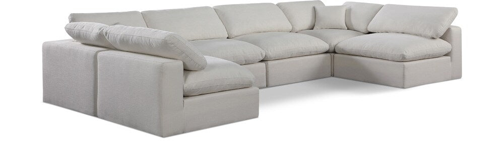 Meridian Furniture - Comfy Cream Linen Textured Fabric Modular Sectional - 6Pc - 187Cream-Sec6D veiw 1