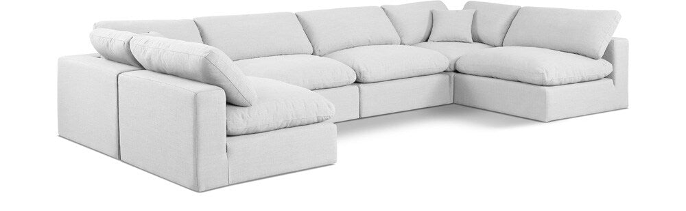 Meridian Furniture - Comfy White Linen Textured Fabric Modular Sectional - 6Pc - 187White-Sec6D veiw 1