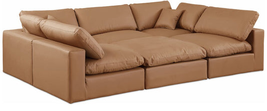 Meridian Furniture - Comfy Cognac Vegan Leather Modular Sectional - 6Pc - 188Cognac-Sec6C veiw 1