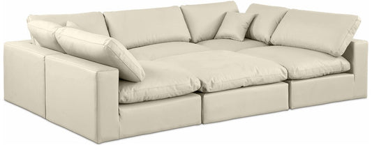 Meridian Furniture - Comfy Cream Vegan Leather Modular Sectional - 6Pc - 188Cream-Sec6C veiw 1
