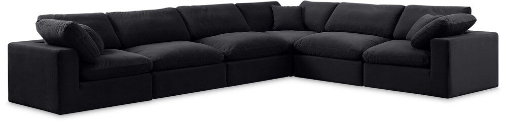Meridian Furniture - Comfy Black Velvet Modular Sectional - 6Pc - 189Black-Sec6A veiw 1