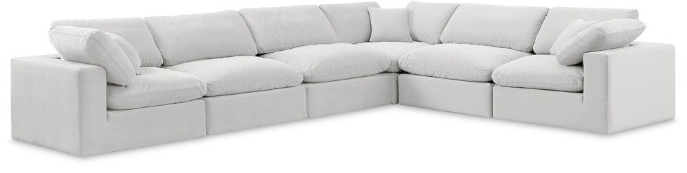 Meridian Furniture - Comfy Cream Velvet Modular Sectional - 6Pc - 189Cream-Sec6A veiw 1
