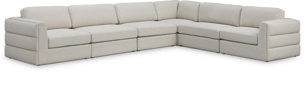 Meridian Furniture - Beckham Beige Durable Linen Textured Fabric Modular Sectional - 6Pc - 681Beige-Sec6D veiw 1