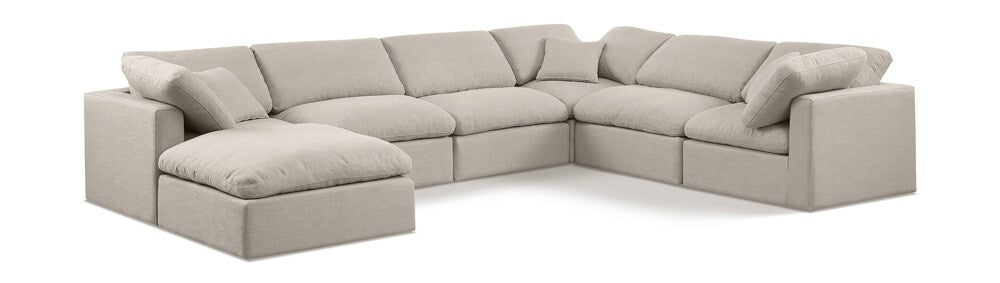 Meridian Furniture - Indulge Beige Linen Textured Fabric Modular Sectional - 7Pc - 141Beige-Sec7A veiw 1