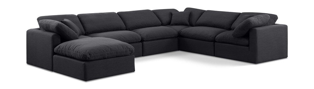 Meridian Furniture - Indulge Black Linen Textured Fabric Modular Sectional - 7Pc - 141Black-Sec7A veiw 1