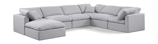 Meridian Furniture - Indulge Grey Linen Textured Fabric Modular Sectional - 7Pc - 141Grey-Sec7A veiw 1