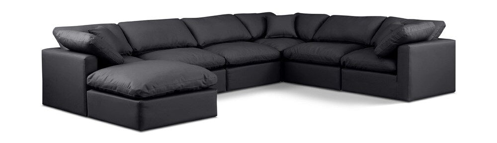 Meridian Furniture - Indulge Black Vegan Leather Modular Sectional - 7Pc - 146Black-Sec7A veiw 1