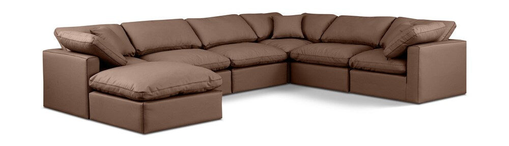 Meridian Furniture - Indulge Brown Vegan Leather Modular Sectional - 7Pc - 146Brown-Sec7A veiw 1