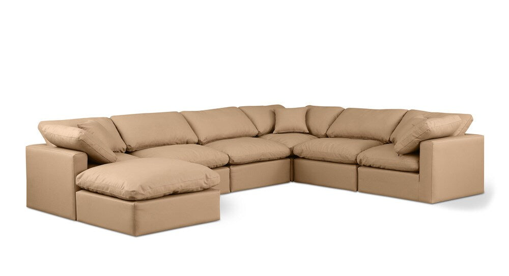 Meridian Furniture - Indulge Tan Vegan Leather Modular Sectional - 7Pc - 146Tan-Sec7A veiw 1