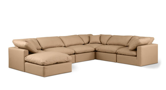 Meridian Furniture - Indulge Tan Vegan Leather Modular Sectional - 7Pc - 146Tan-Sec7A veiw 1