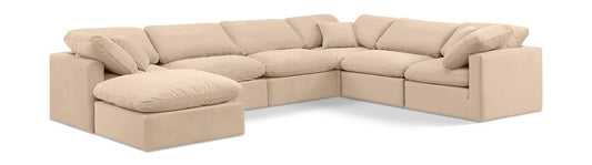 Meridian Furniture - Indulge Beige Velvet Modular Sectional - 7Pc - 147Beige-Sec7A veiw 1