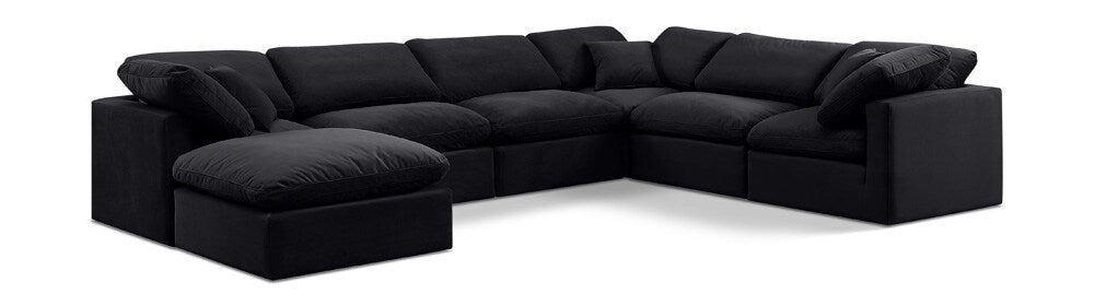 Meridian Furniture - Indulge Black Velvet Modular Sectional - 7Pc - 147Black-Sec7A veiw 1