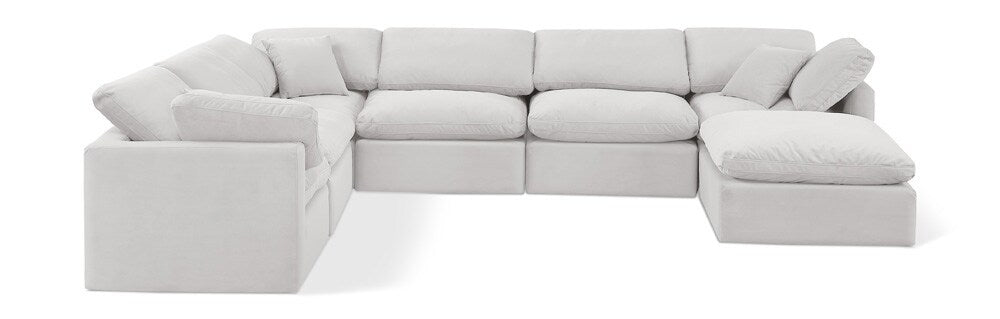 Meridian Furniture - Indulge Cream Velvet Modular Sectional - 7Pc - 147Cream-Sec7A veiw 1