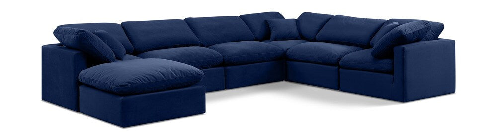 Meridian Furniture - Indulge Navy Velvet Modular Sectional - 7Pc - 147Navy-Sec7A veiw 1