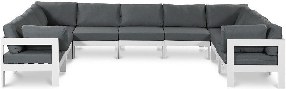 Meridian Furniture - Nizuc Grey Water Resistant Fabric Outdoor Patio Modular Sectional - 9Pc - 375Grey-Sec9C veiw 1