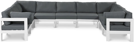Meridian Furniture - Nizuc Grey Water Resistant Fabric Outdoor Patio Modular Sectional - 9Pc - 375Grey-Sec9C veiw 1
