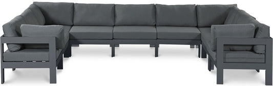 Meridian Furniture - Nizuc Grey Water Resistant Fabric Outdoor Patio Modular Sectional - 9Pc - 376Grey-Sec9C veiw 1