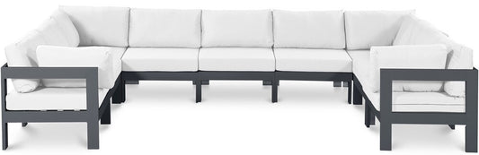 Meridian Furniture - Nizuc White Water Resistant Fabric Outdoor Patio Modular Sectional - 9Pc - 376White-Sec9C veiw 1