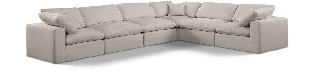 Meridian Furniture - Comfy Beige Linen Textured Fabric Modular Sectional - 6Pc - 187Beige-Sec6A veiw 1